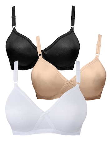 Naturally Close 3 Pack Claire White/Black/Beige Moulded Full Cup Non Wired Bras