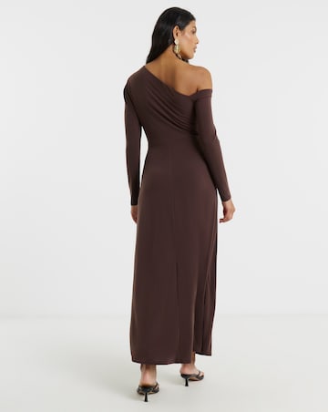 Flounce London Jersey Asymetric Ruched Midaxi Dress