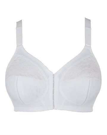 Pretty Secrets Dotty Front Fastening White Midi Bra (B-DD) White