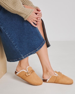 Franny Closed Toe House Shoe With Buckle Detail - Extra Wide Fit (EEE)