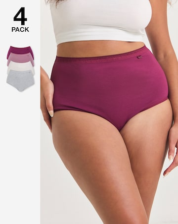 Slimma (4 Pack) Cotton Full Fit Knickers Grey Multi