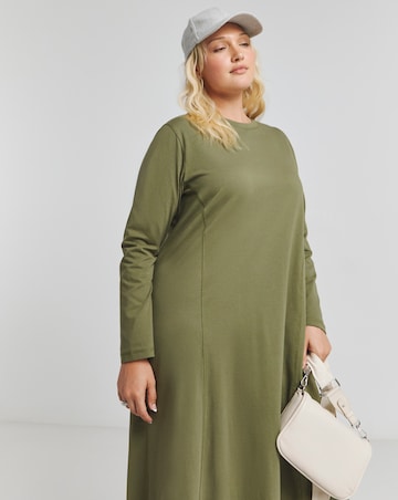 Khaki Jersey Midaxi Dress