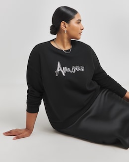 Black Amour Embellished Sweatshirt