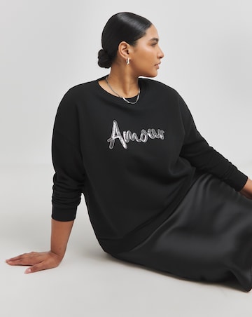 Black Amour Embellished Sweatshirt