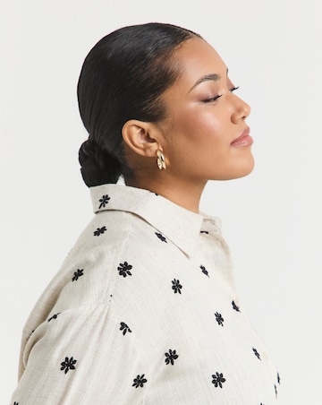 Simply Be Daisy Embroidered Linen Mix Shirt