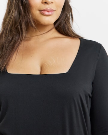 Black Long Sleeve Square Neck Top
