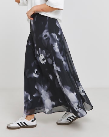Mono Print Georgette Full Maxi Skirt