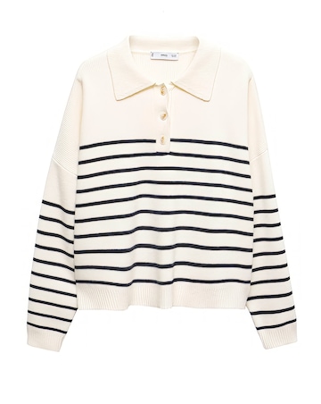 Mango Button Collar Knit Sweater