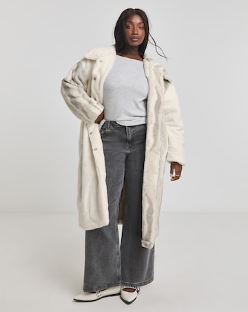 Native Youth Contrast Sherpa and Faux Fur Longline Coat