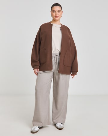 Chocolate Soft Zip Through Bomber Jacket