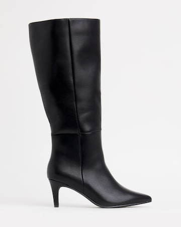 Asha Straight Loose Fit Kitten Heel Boots Wide E Fit Standard Calf