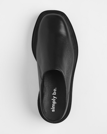 Turin Leather Square Toe Mule Shoes - Wide Fit (E)