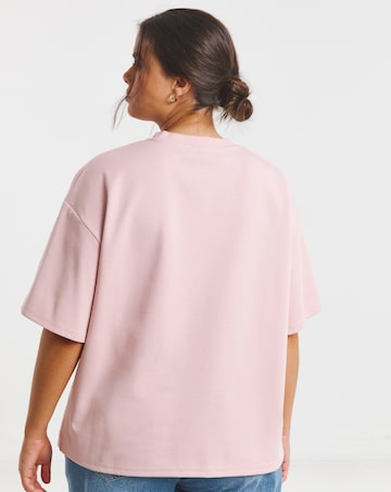 Simply Be Blush Luxe Heavyweight Cotton Cut Work T-Shirt