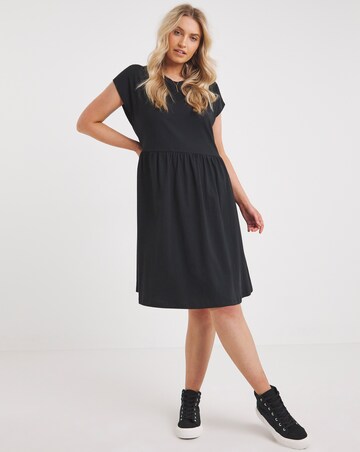 Black Cotton Jersey Smock Dress