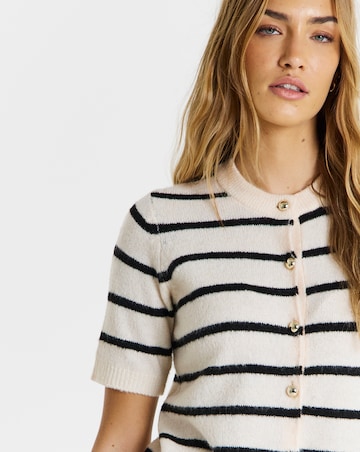 Simply Be Stripe Short Sleeve Cardigan