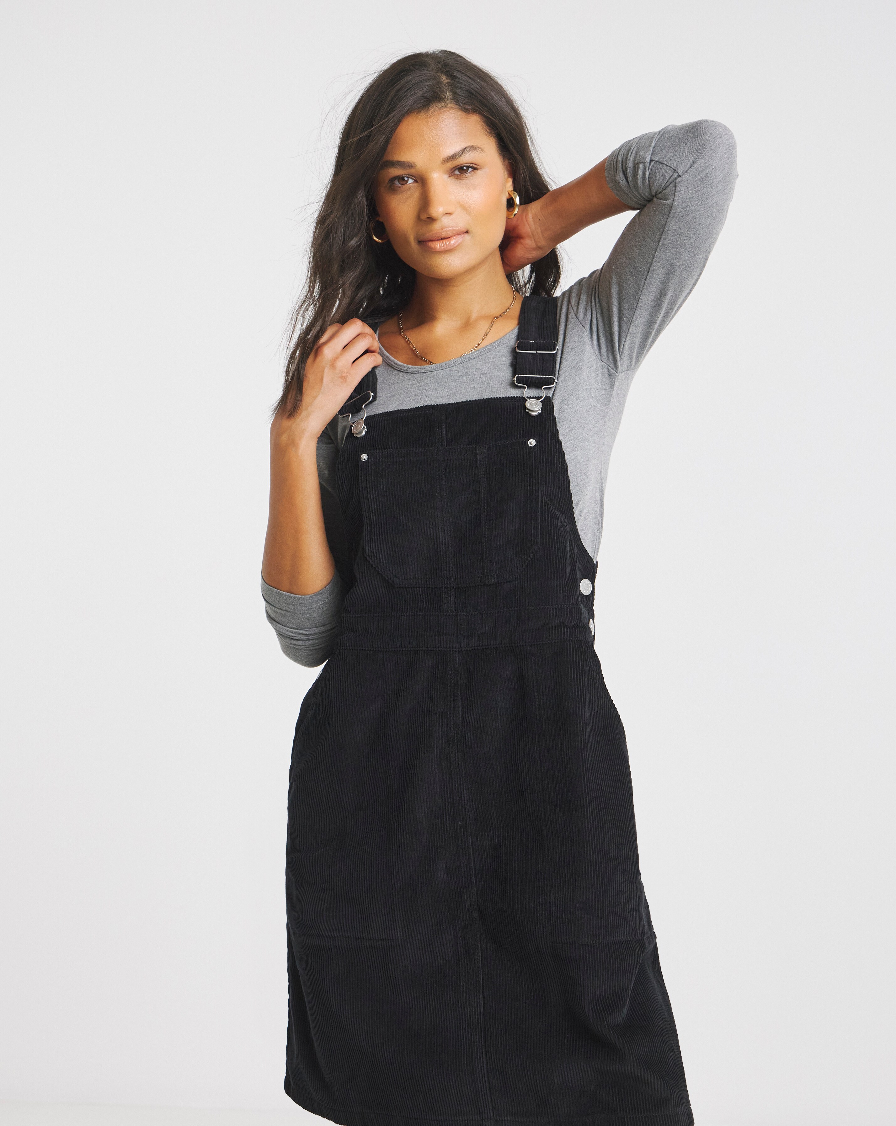Simply Be Burgundy Cord Mini Dungaree Dress