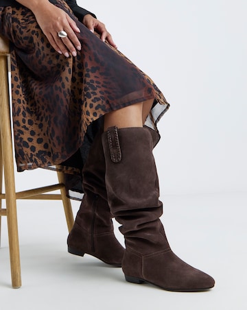 Olivia Suede Over the Knee Western Boots - Wide Fit (E) & Curvy Calf