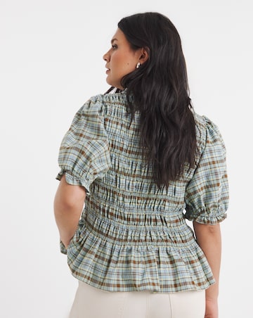 Multi Check Peplum Blouse