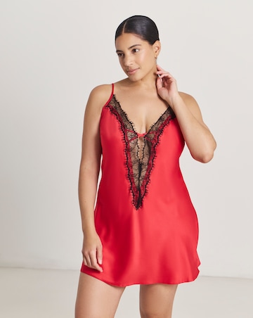 Ann Summers Cherryann Satin And Lace Chemise Red
