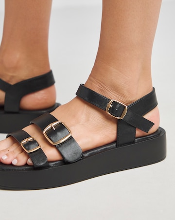 Tokyo Multi Buckle Hardware Detail Sandals Wide E Fit