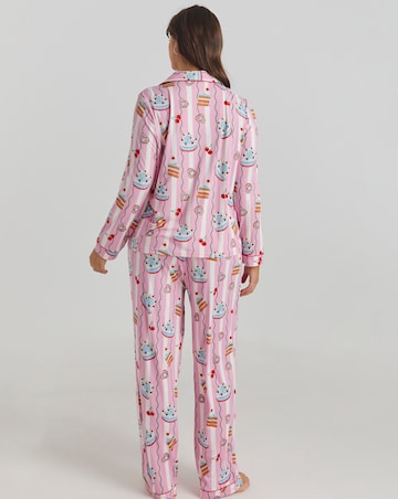 Chelsea Peers Jersey Stripe Cake Print Pyjama Set