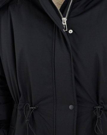 Black Fleece Lined Adjustable Waist Padded Parka