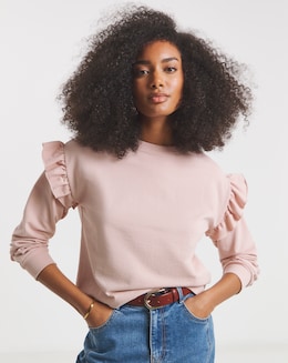 Simply Be Powder Pink Frill Detail Sweatshirt