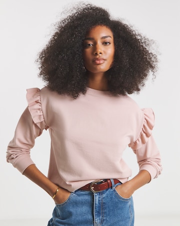 Powder Pink Frill Detail Sweatshirt