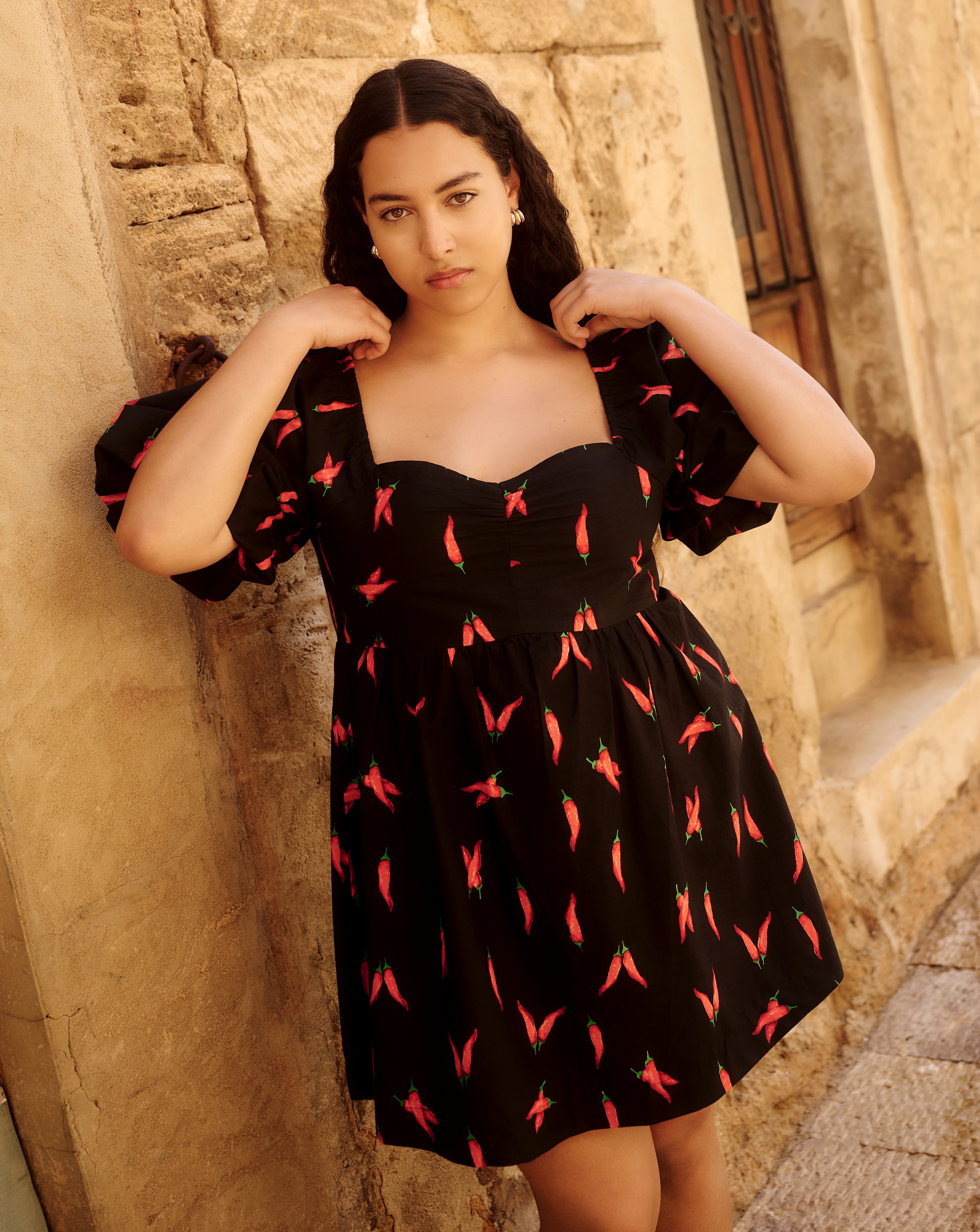 Simply Be Chilli Print Cotton Poplin Skater Dress