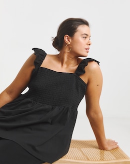 Simply Be Black Broderie Ruched Bust Vest