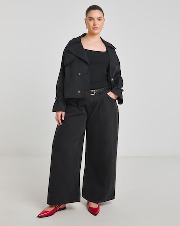 Simply Be Black Cropped Trench