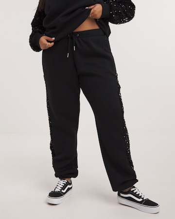 Black Sequin Stripe Joggers