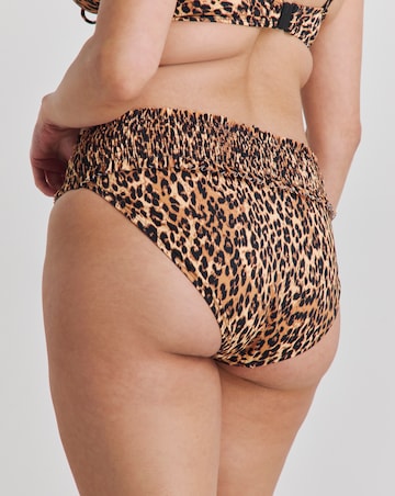 Simply Be Leopard Print Shirred Midi Bikini Bottoms