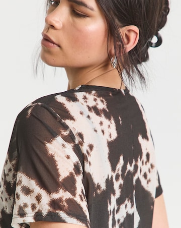 Simply Be Cow Print Relaxed Fit Mesh T-Shirt