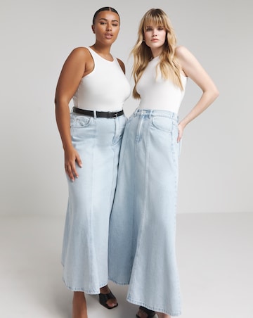 Light Wash A Line Maxi Denim Skirt