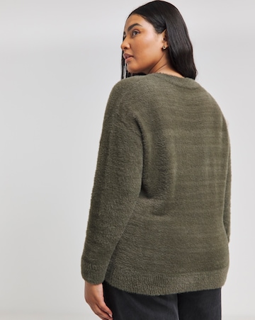 Khaki Green Feather Knit Jumper