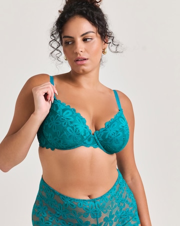 Pretty Secrets (2 Pack) Daisy Lace Plunge Wired Bras (B-F) Green/Plum