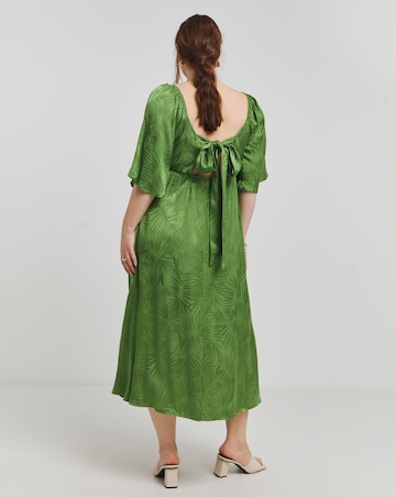 Simply Be Olive Satin Jacquard Tie Back Midi Dress