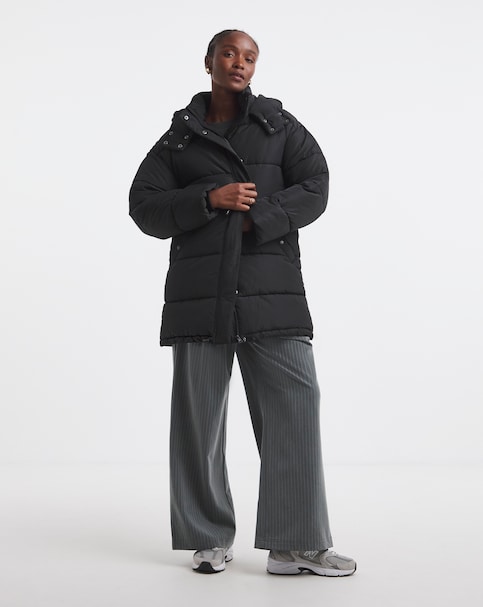 Black Longline Padded Coat