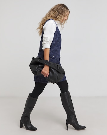 Navy Boucle Pinafore Dress