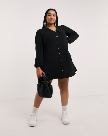 Black Button Through Shirt Dress