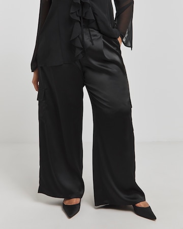 Black Satin Utility Trousers