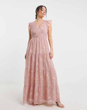 Maya Deluxe Jacquard Tiered Hem Maxi Dress