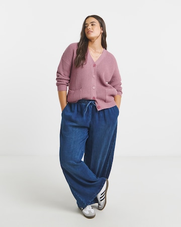 Mauve Waffle Knit Boyfriend Cardigan