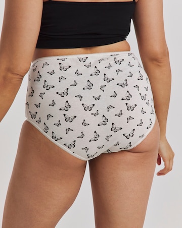 Pretty Secrets 7 Pack Cotton Full Fit Brief Knickers - Black Butterfly