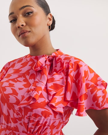 Joanna Hope Printed Tie Neck Midi Dress