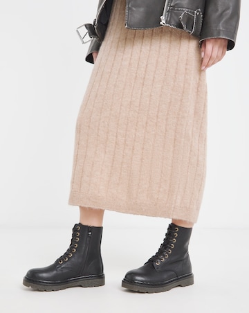 Heavenly Feet Justina Lace Up Chunky Boot Ex Wide Fit