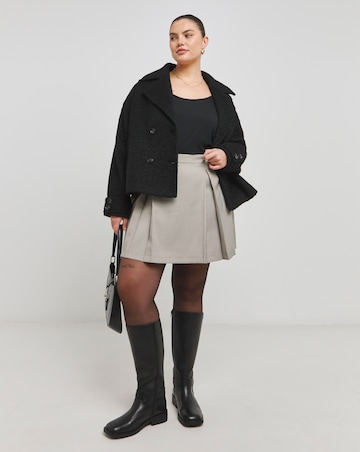 Pleated Brushed Check Mini Skirt