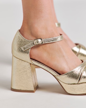 Mia Metallic Cross Front Platform Heeled Sandals Extra Wide EEE Fit