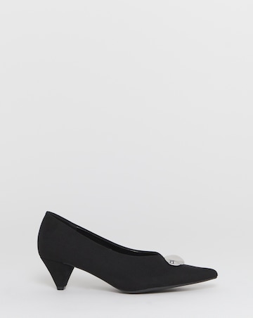 Nevis Kitten Heel Hardware Trim V Cut Court Shoes - Wide Fit (E)